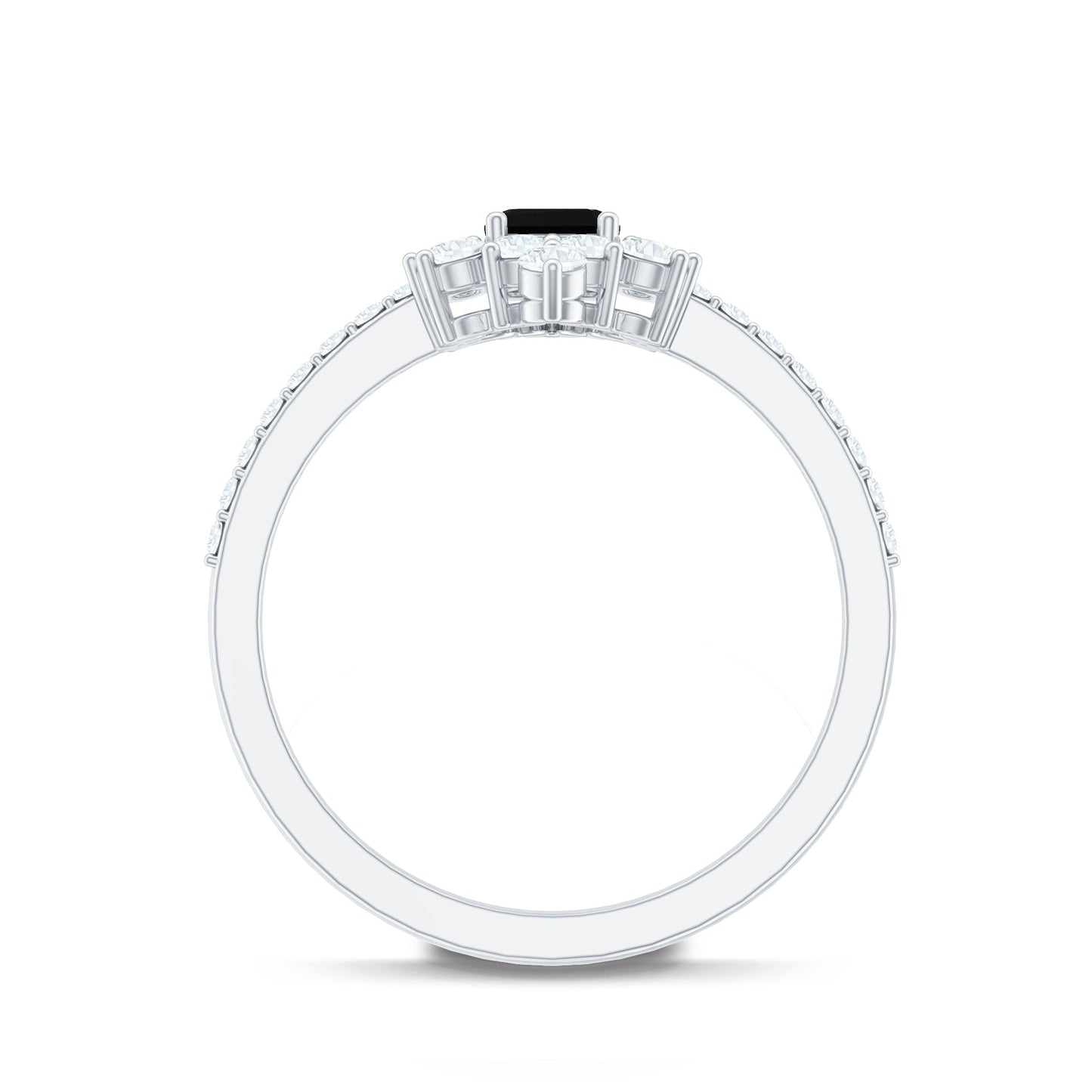 Vintage Inspired Black Onyx Engagement Ring with Diamond Halo