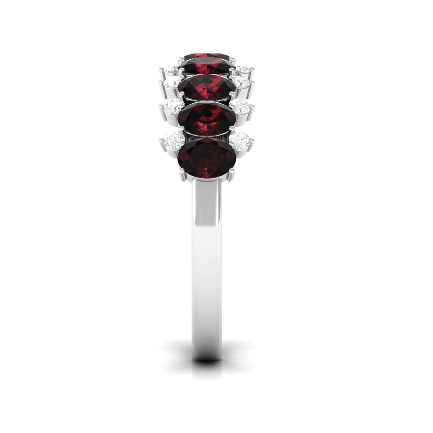 Real Garnet Diamond Half Eternity Wedding Anniversary Ring