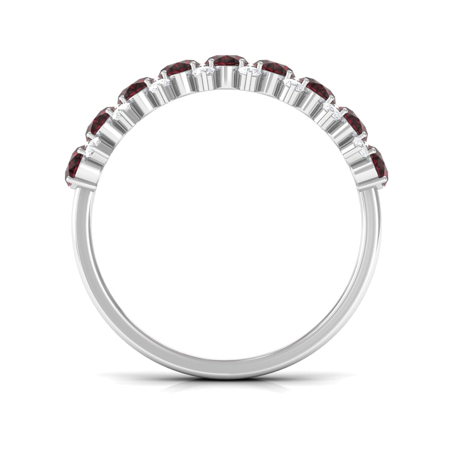 Real Garnet Diamond Half Eternity Wedding Anniversary Ring