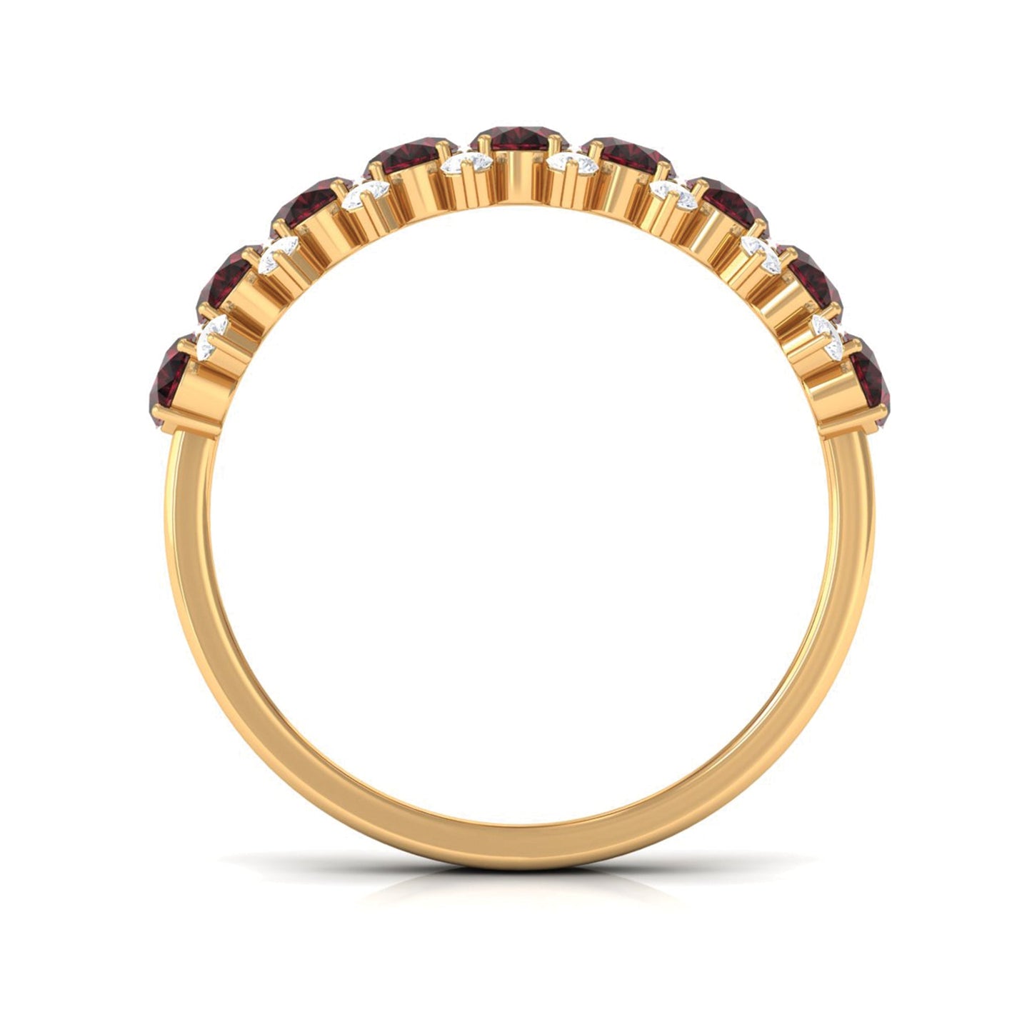 Real Garnet Diamond Half Eternity Wedding Anniversary Ring