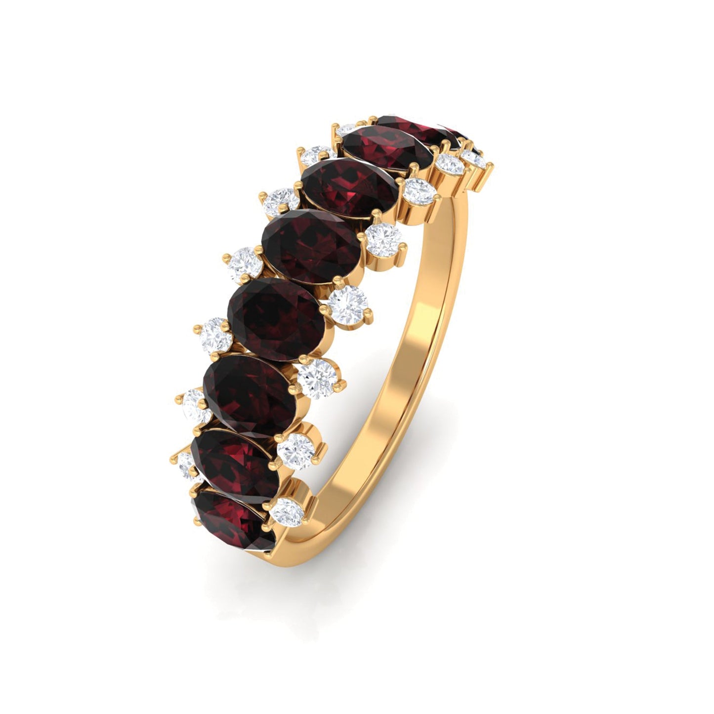 Real Garnet Diamond Half Eternity Wedding Anniversary Ring