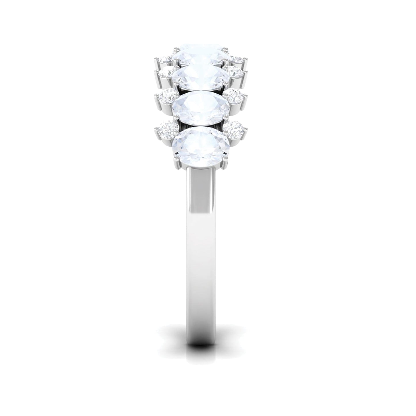 Genuine Moonstone and Diamond Half Eternity Ring