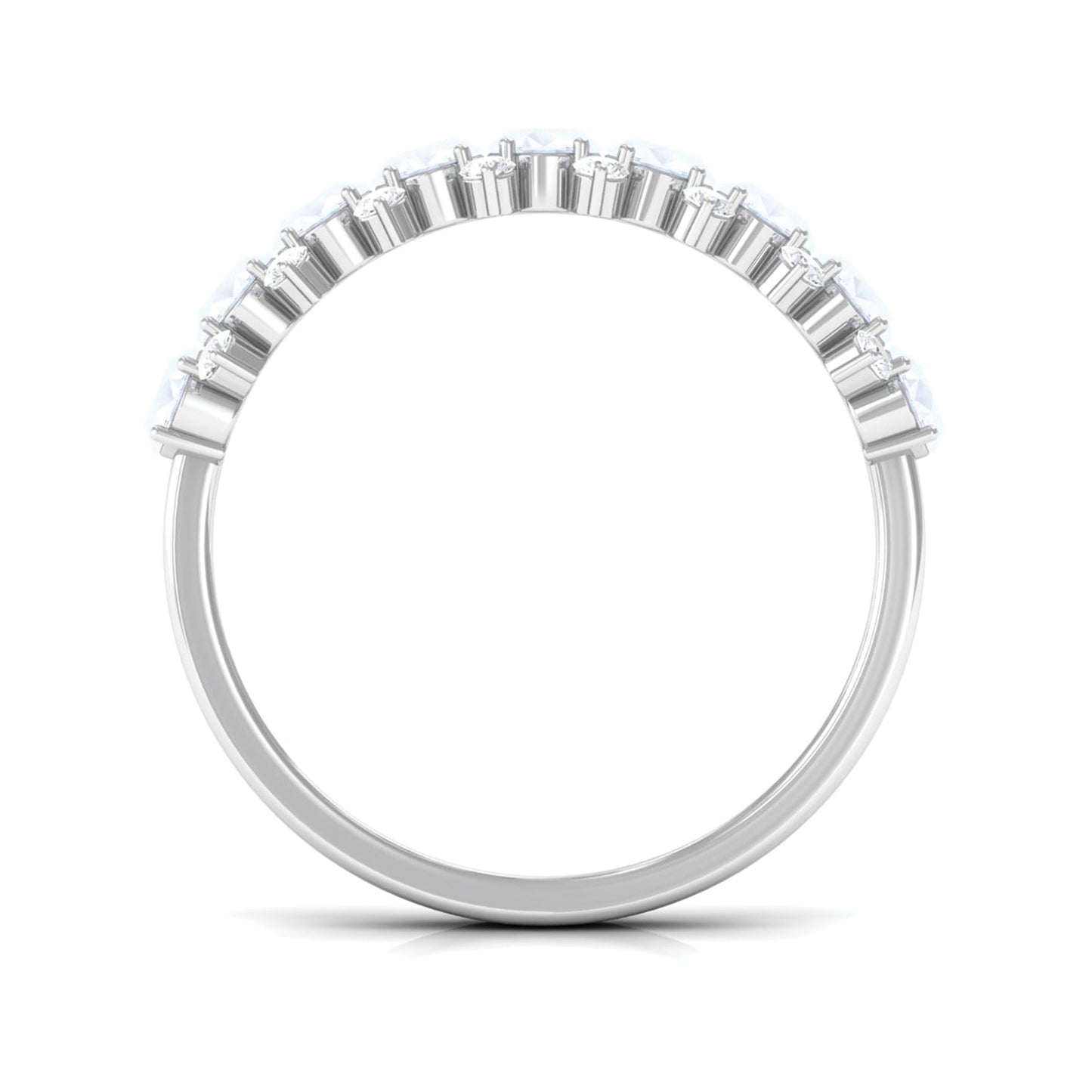 Genuine Moonstone and Diamond Half Eternity Ring