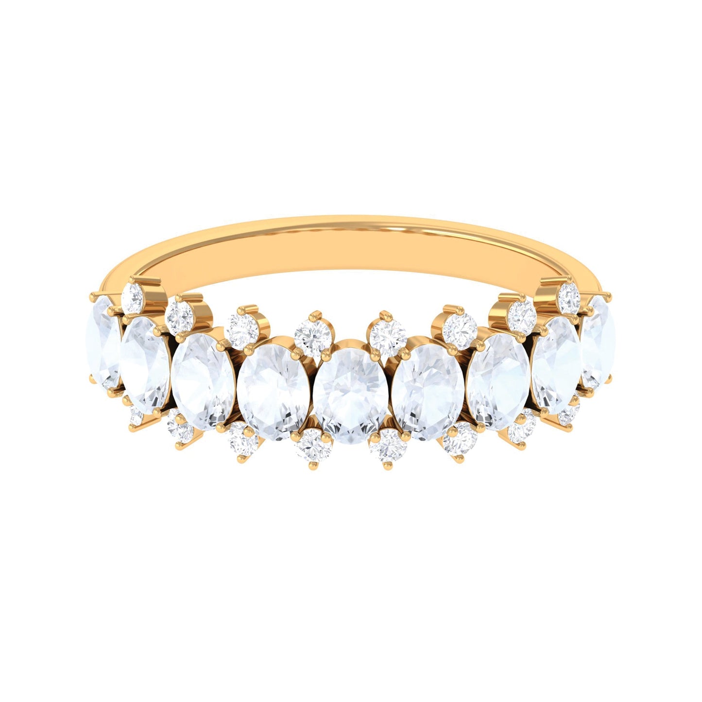 Genuine Moonstone and Diamond Half Eternity Ring