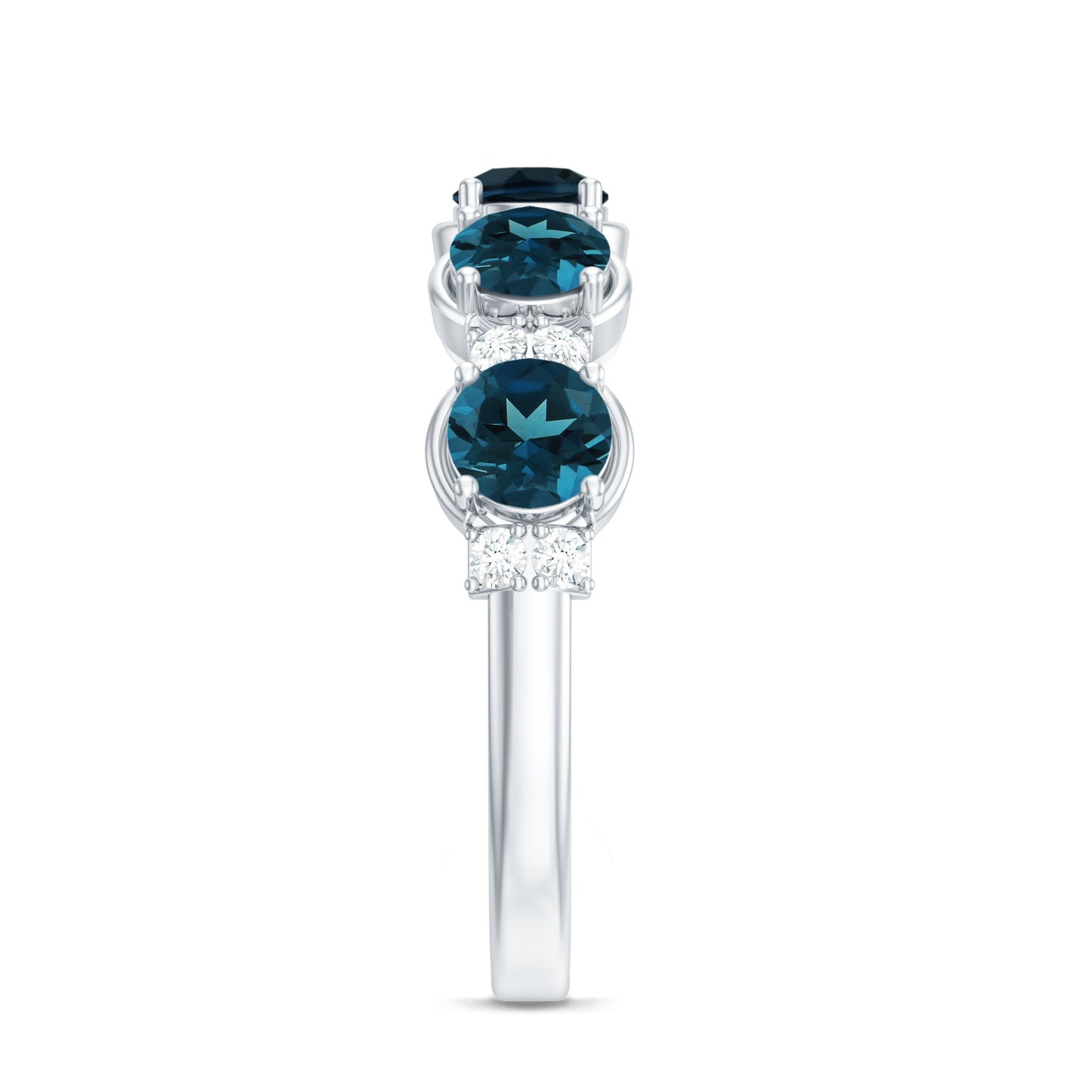Round London Blue Topaz and Diamond Half Eternity Band