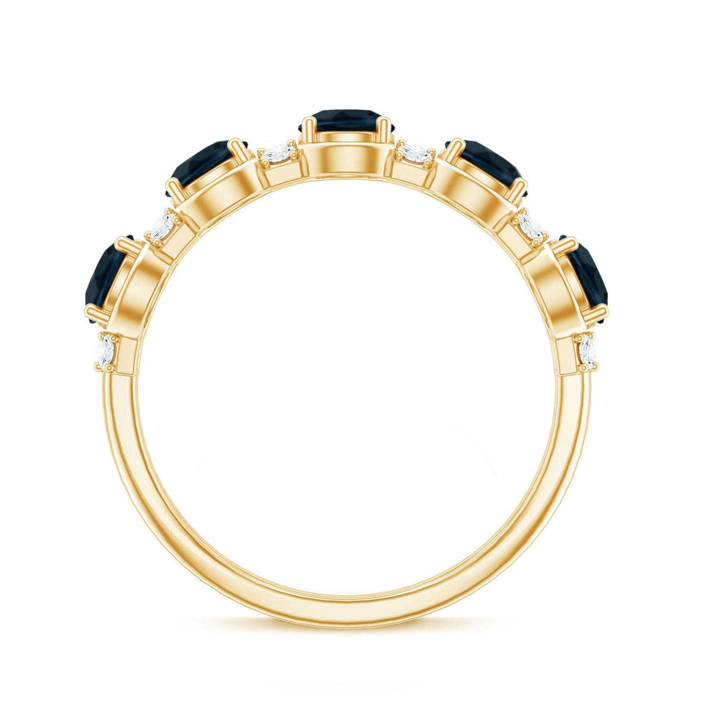 Round London Blue Topaz and Diamond Half Eternity Band