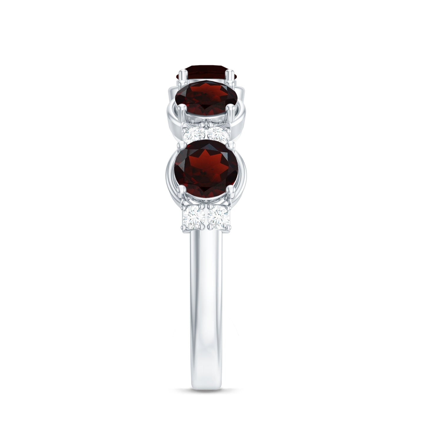 Certified Real Garnet Half Eternity Wedding Band with Diamond