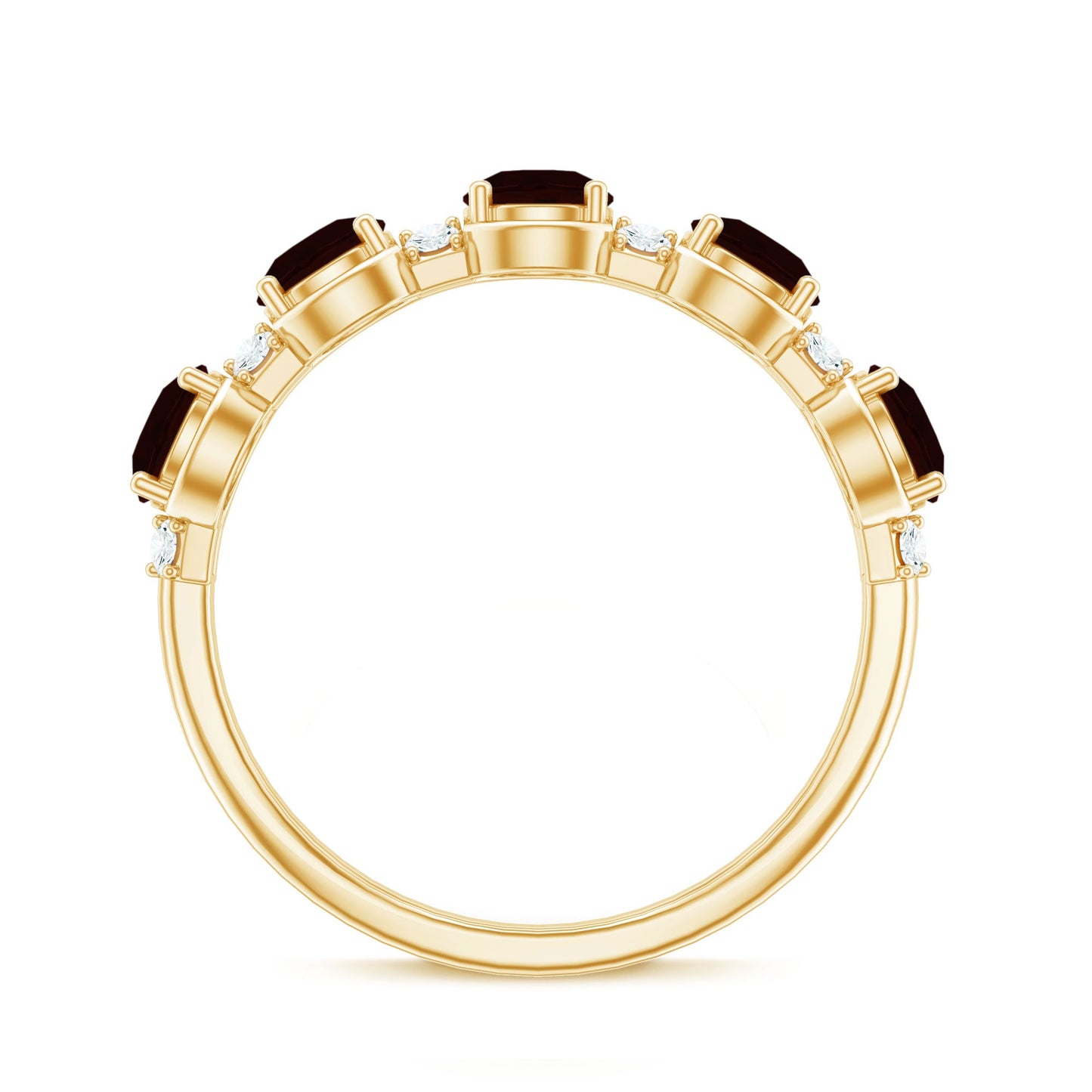 Certified Real Garnet Half Eternity Wedding Band with Diamond