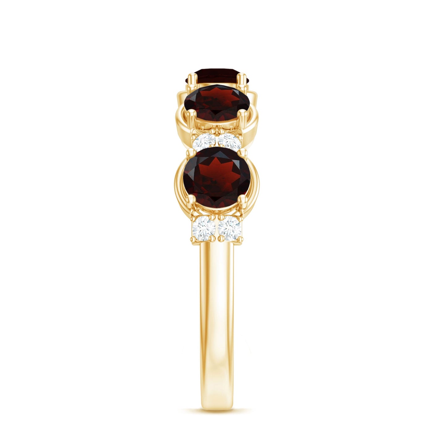 Certified Real Garnet Half Eternity Wedding Band with Diamond