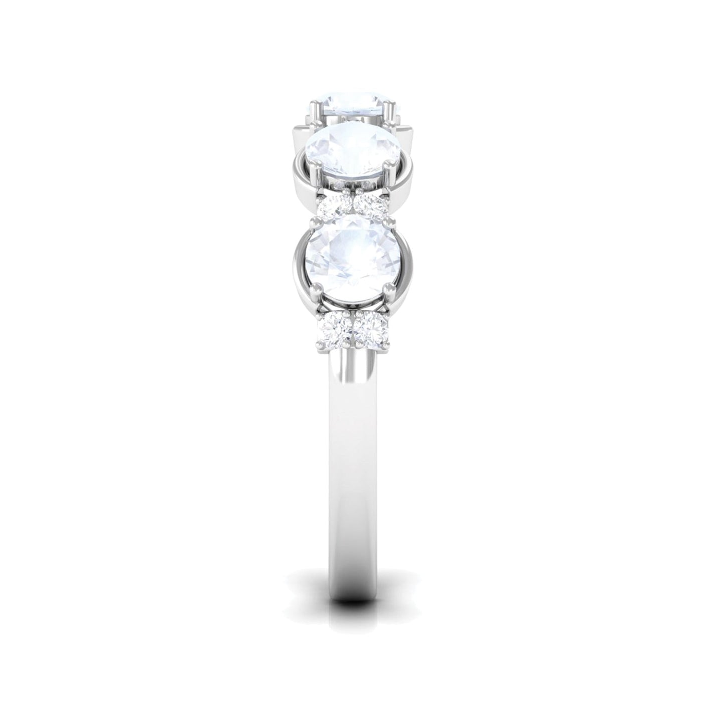 Natural Moonstone and Diamond Half Eternity Ring