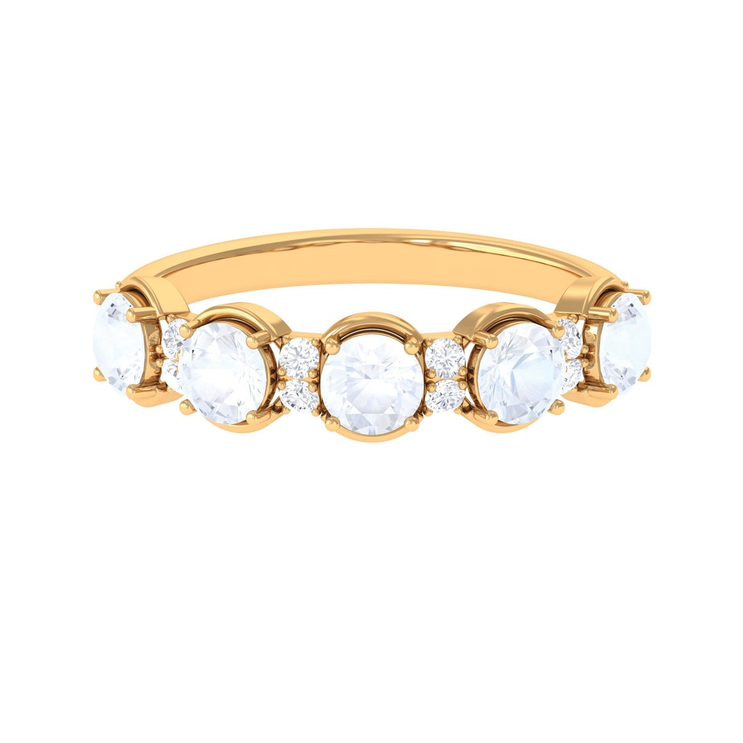 Natural Moonstone and Diamond Half Eternity Ring