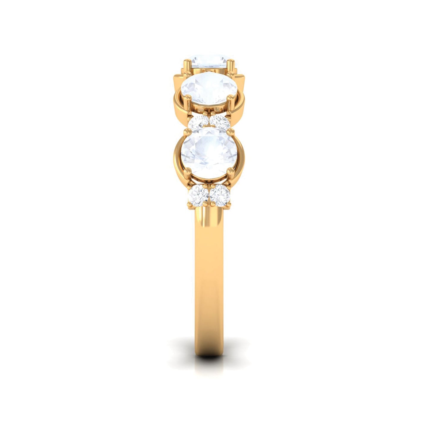 Natural Moonstone and Diamond Half Eternity Ring
