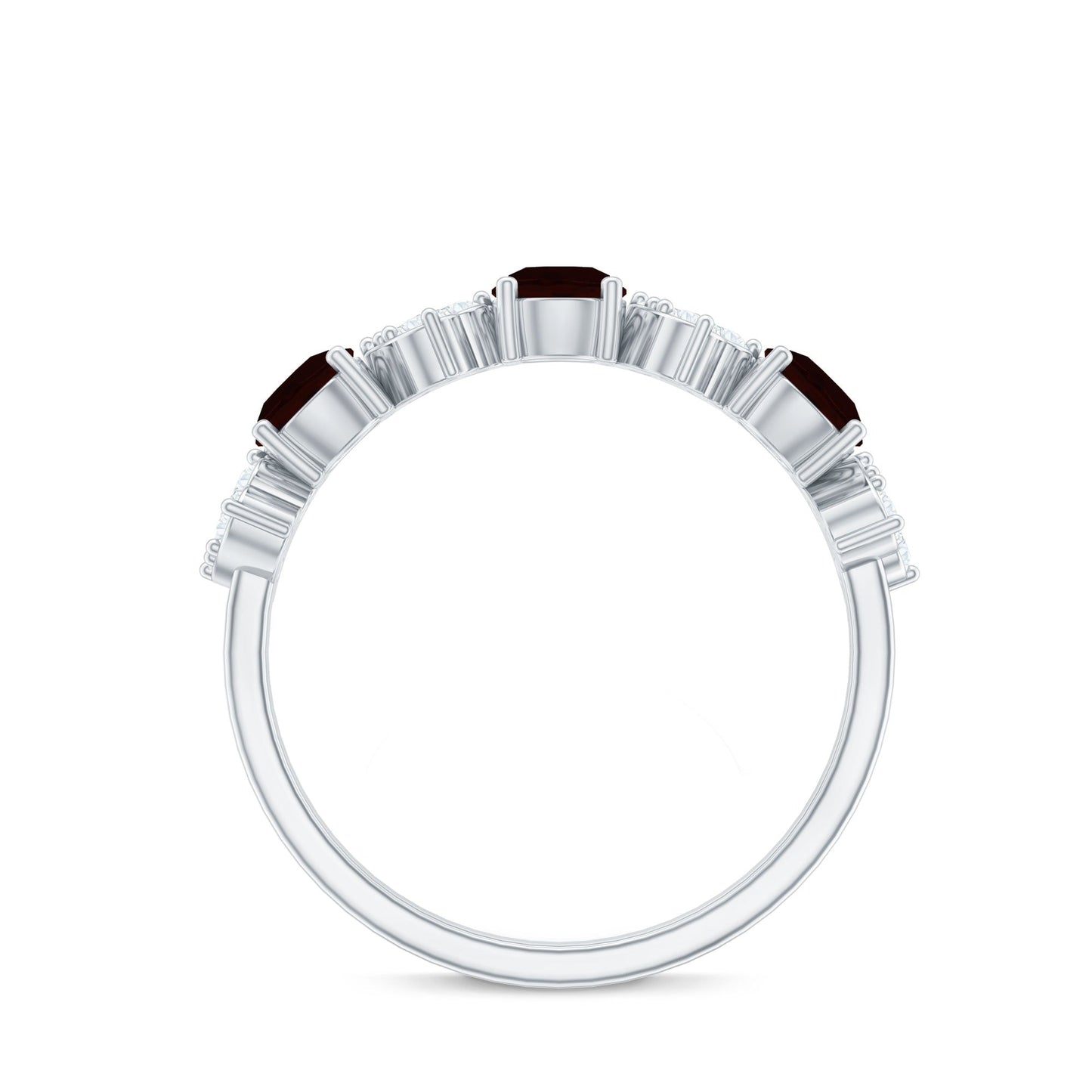 Certified Real Garnet Diamond Heart Eternity Ring for Anniversary