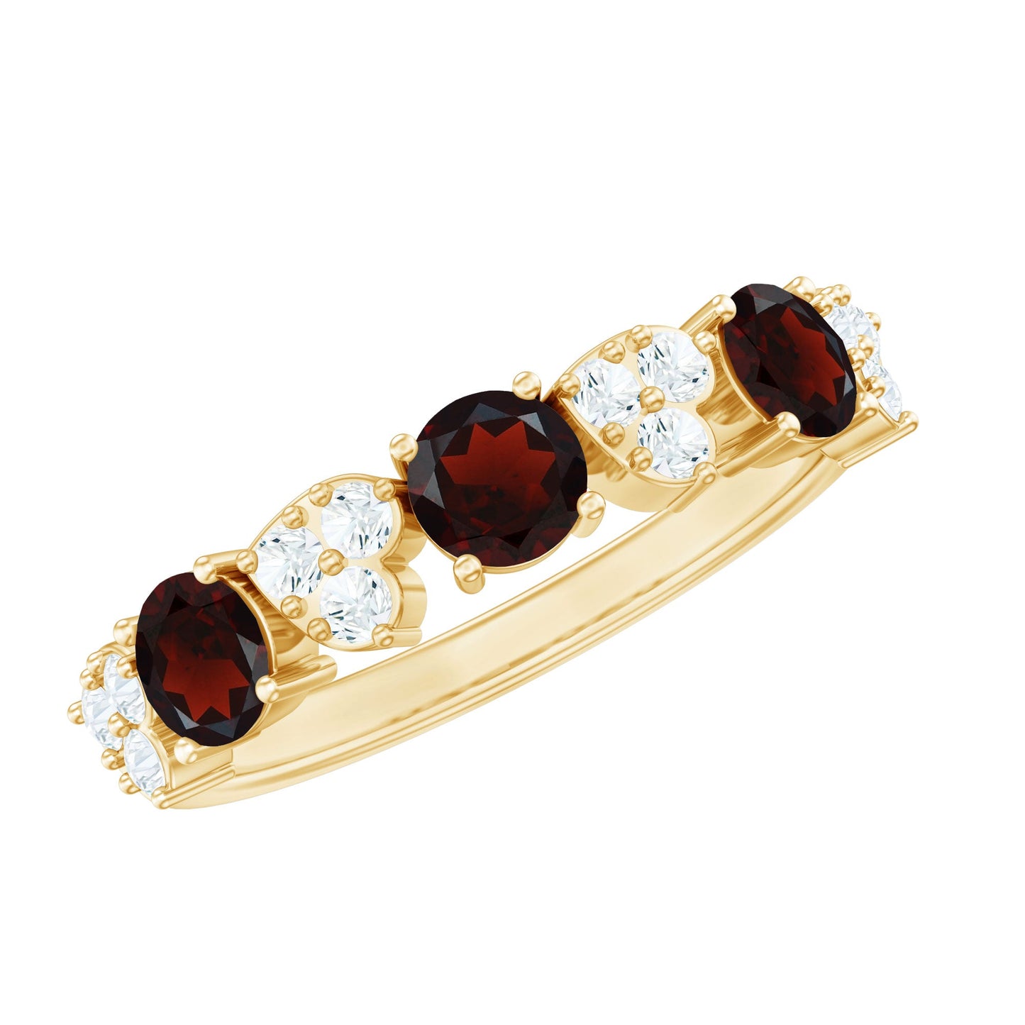 Certified Real Garnet Diamond Heart Eternity Ring for Anniversary