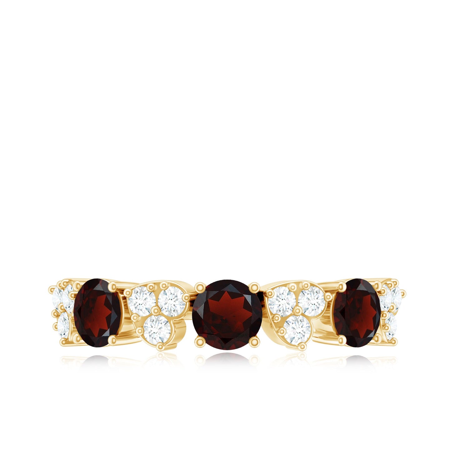 Certified Real Garnet Diamond Heart Eternity Ring for Anniversary
