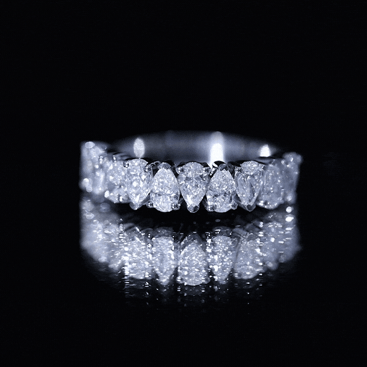 Pear Cut Moissanite Half Eternity Ring for Women