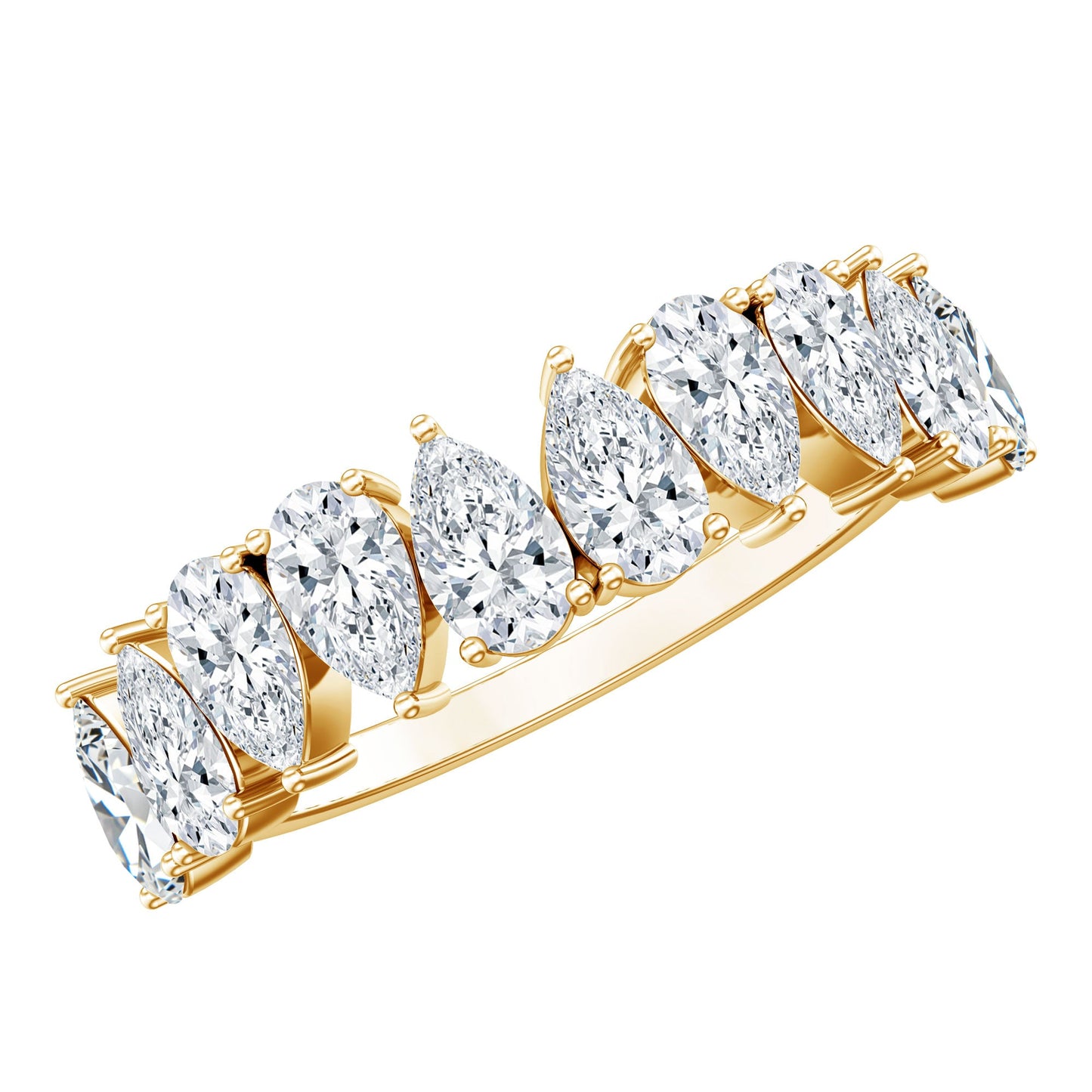 Pear Cut Moissanite Half Eternity Ring for Women