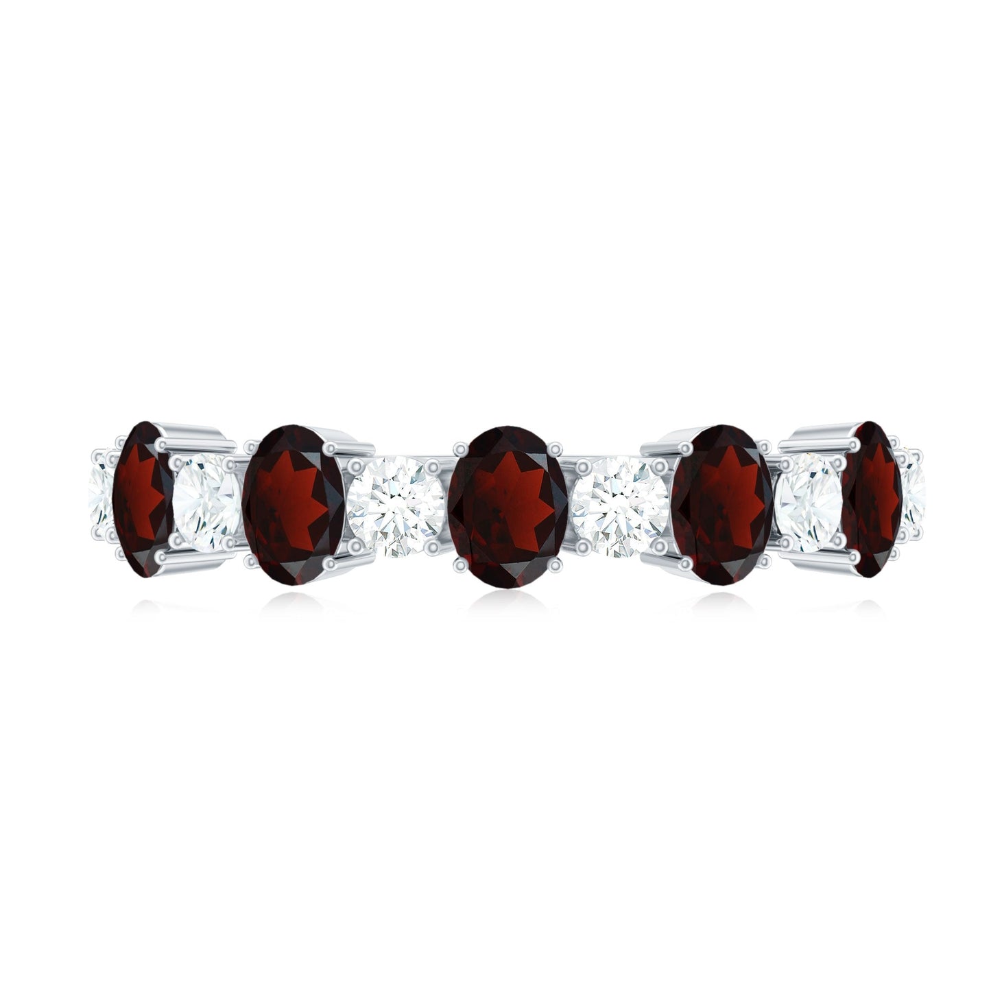 Certified Real Garnet Diamond Half Eternity Ring for Anniversary
