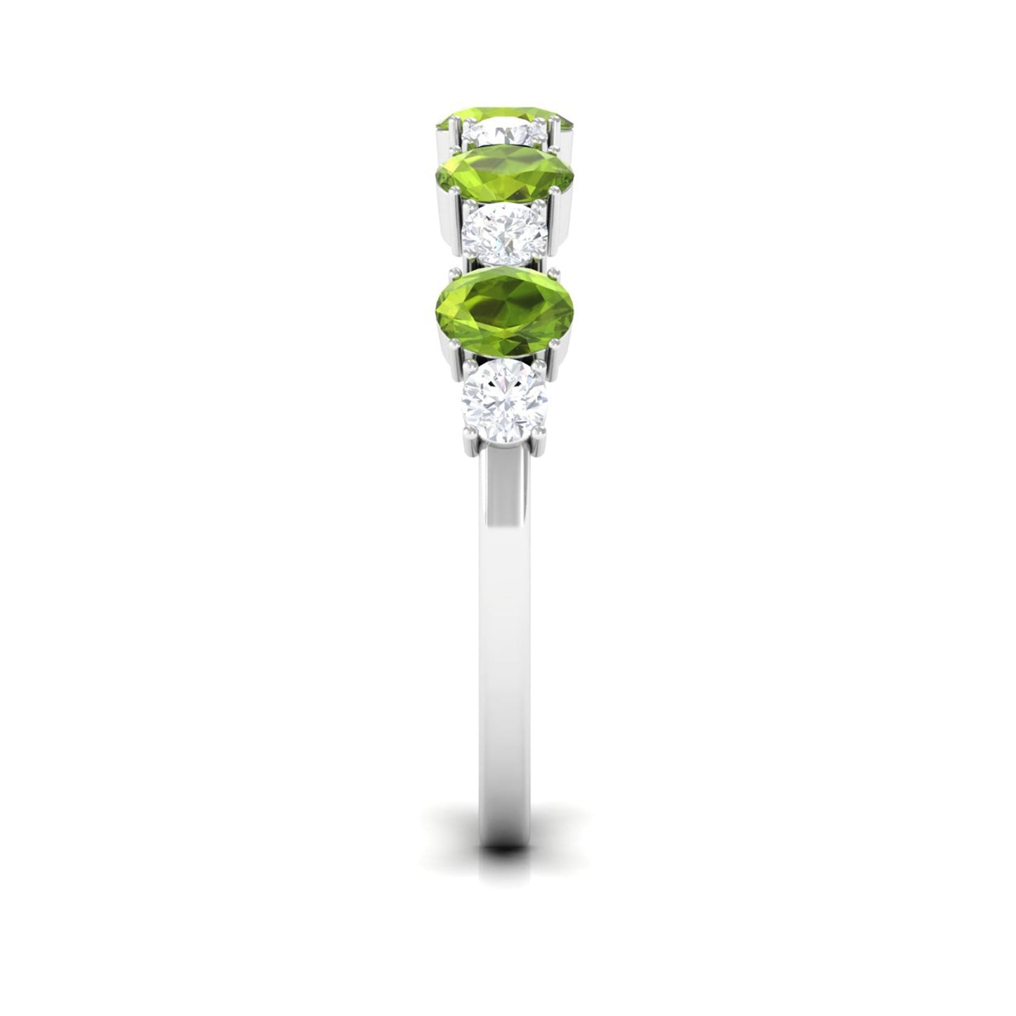 Alternate Peridot and Diamond Half Eternity Ring