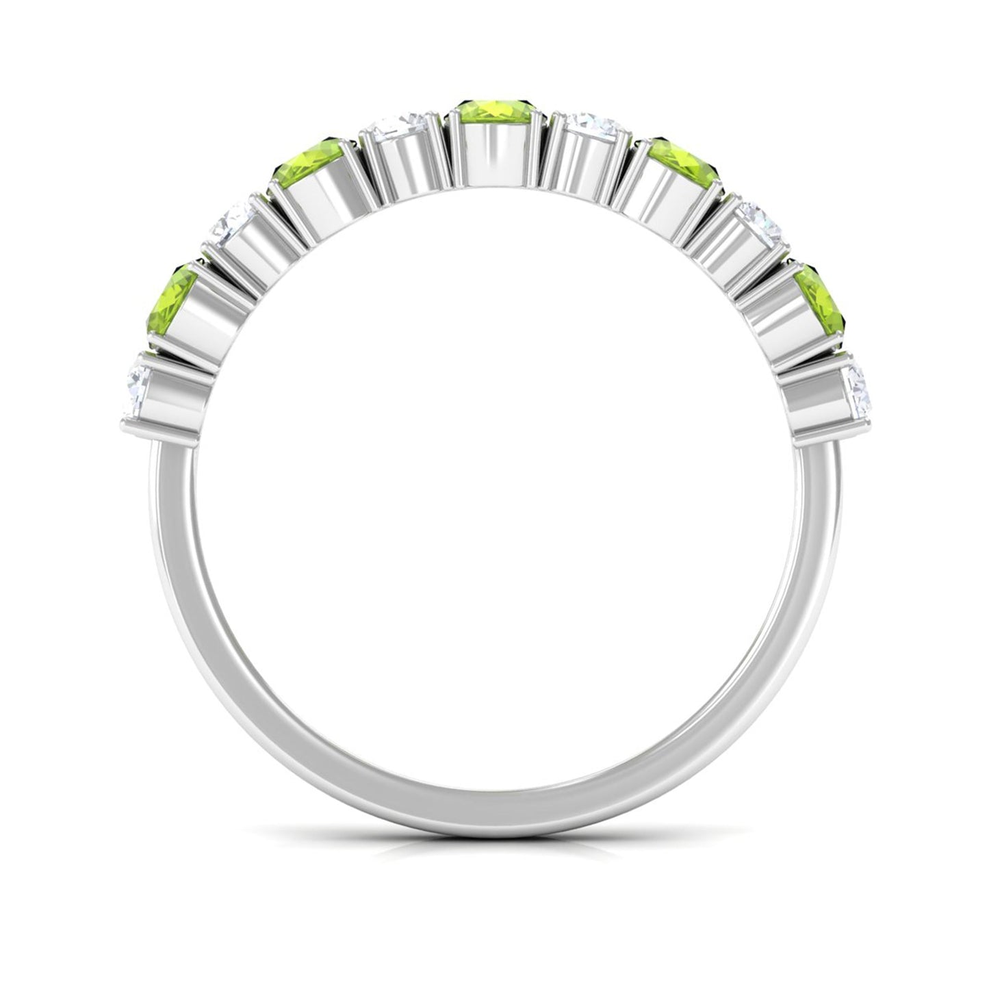 Alternate Peridot and Diamond Half Eternity Ring