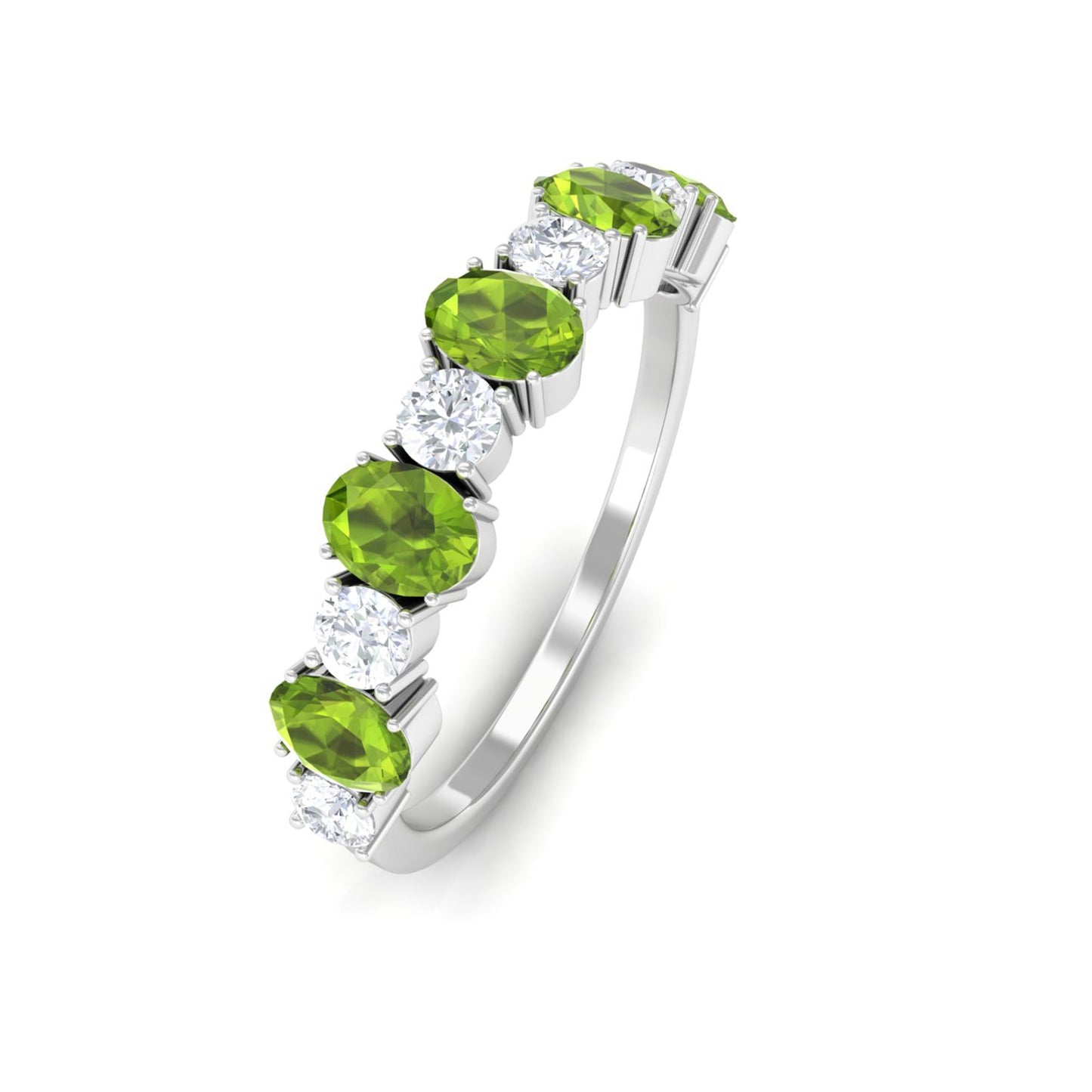 Alternate Peridot and Diamond Half Eternity Ring