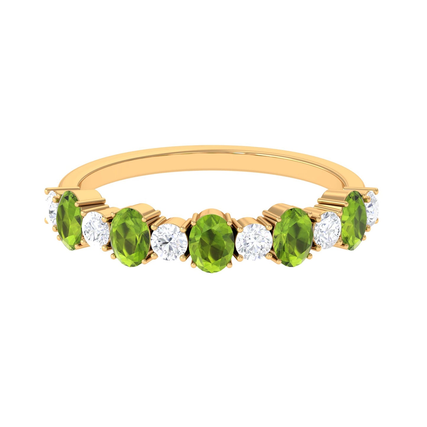 Alternate Peridot and Diamond Half Eternity Ring