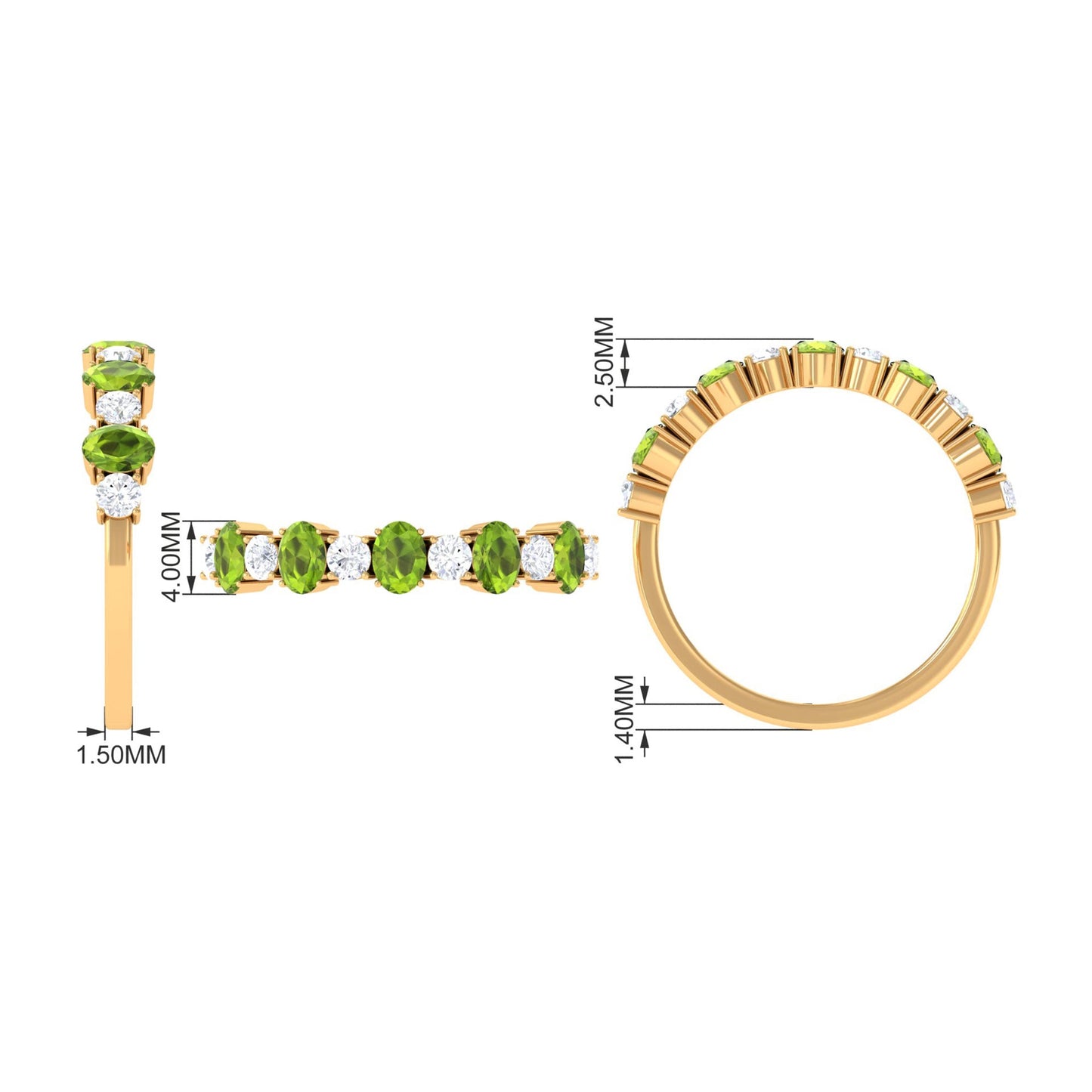 Alternate Peridot and Diamond Half Eternity Ring