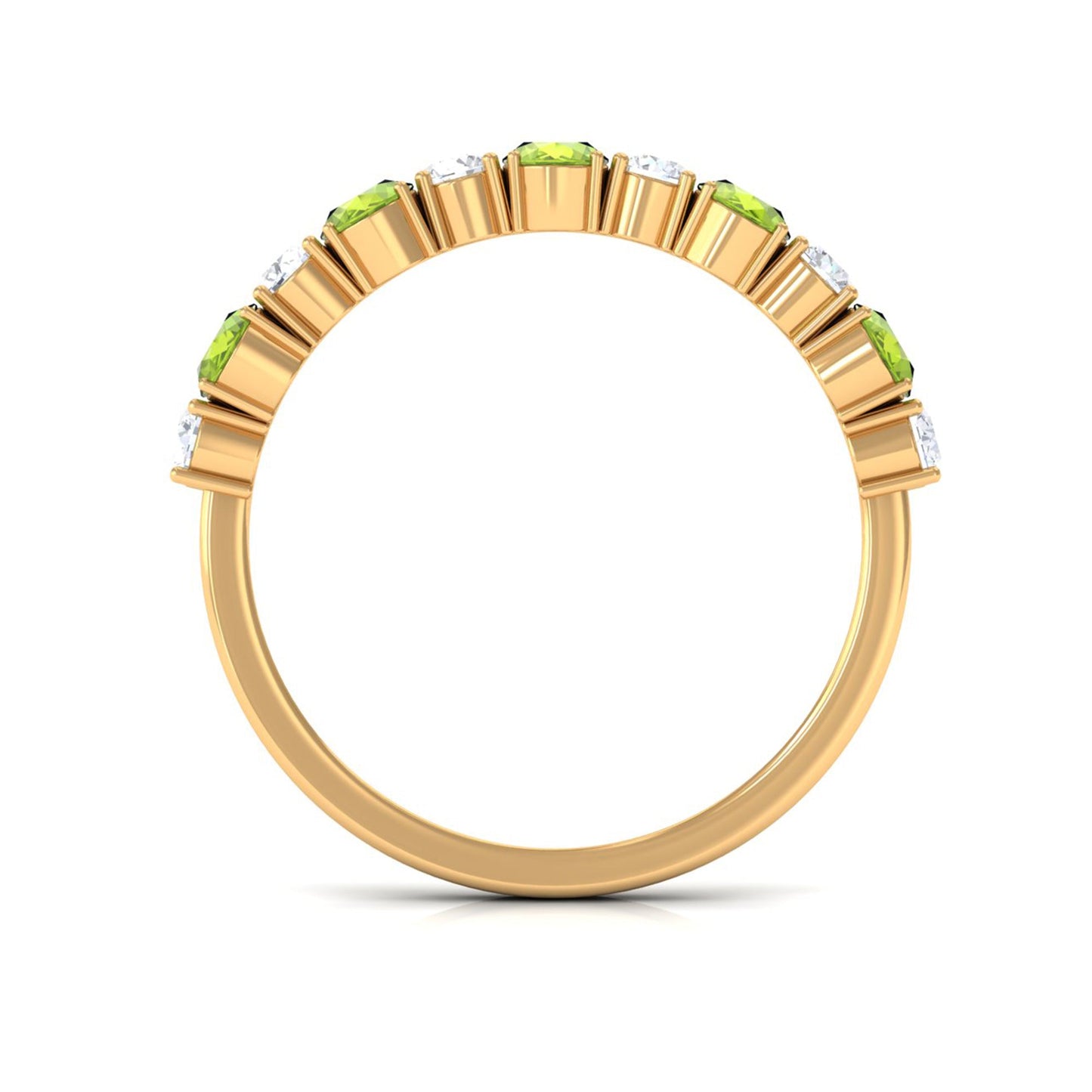 Alternate Peridot and Diamond Half Eternity Ring