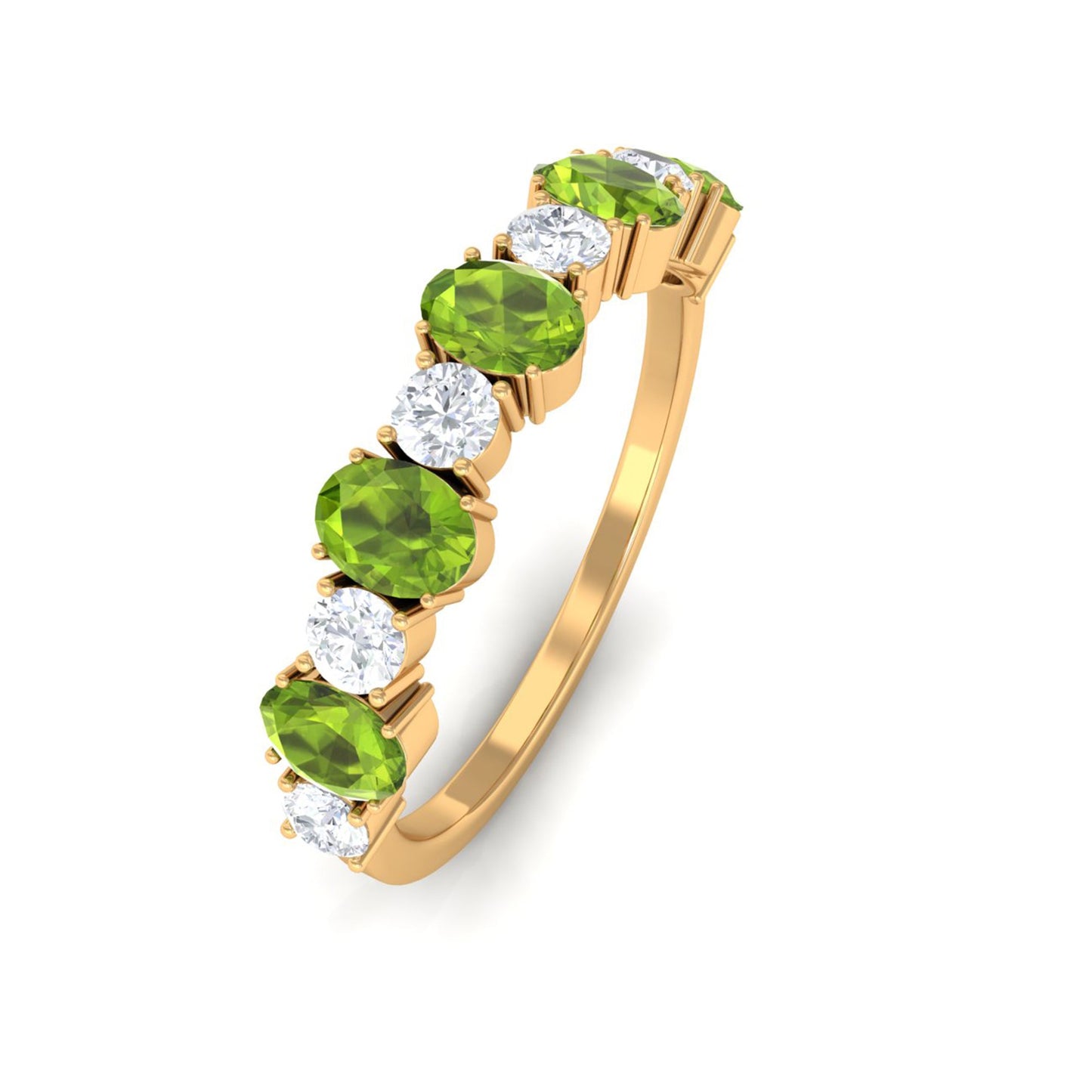 Alternate Peridot and Diamond Half Eternity Ring