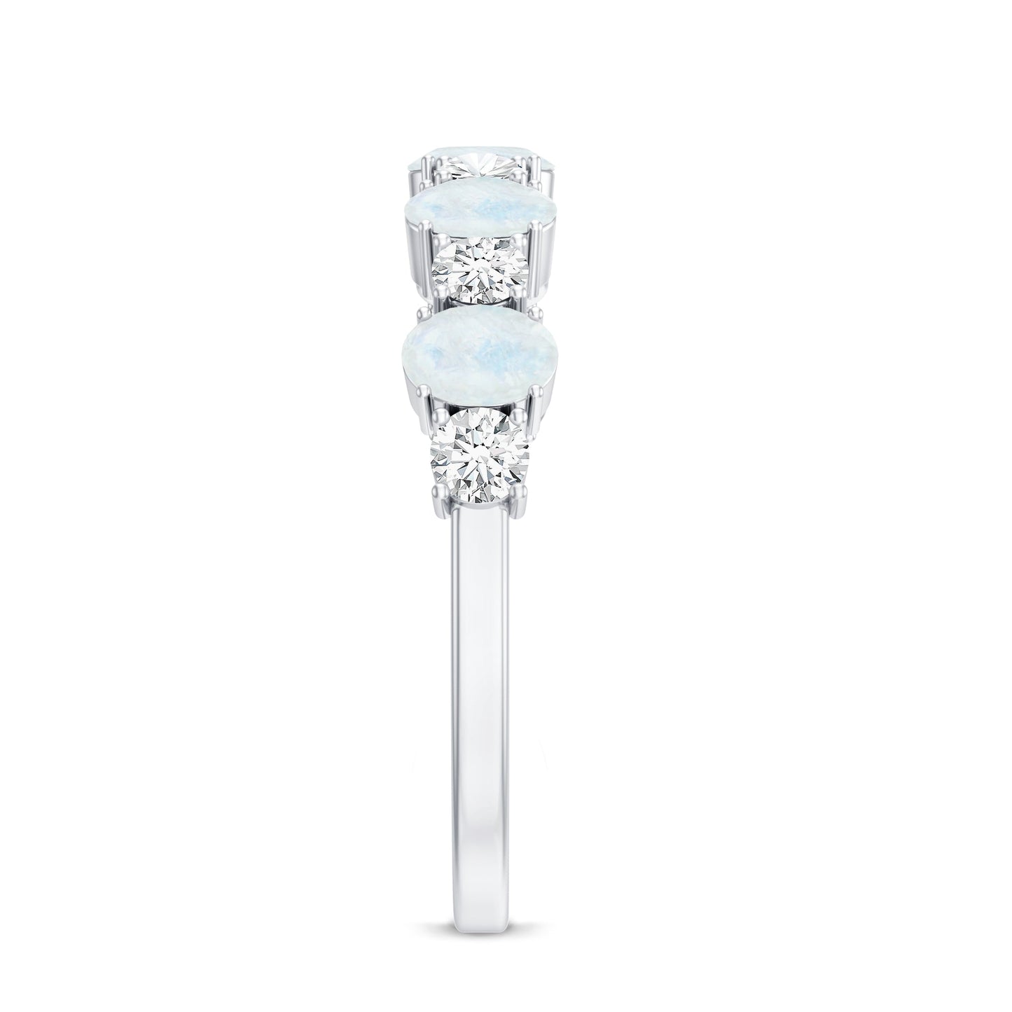 Alternate Moonstone and Diamond Semi Eternity Ring