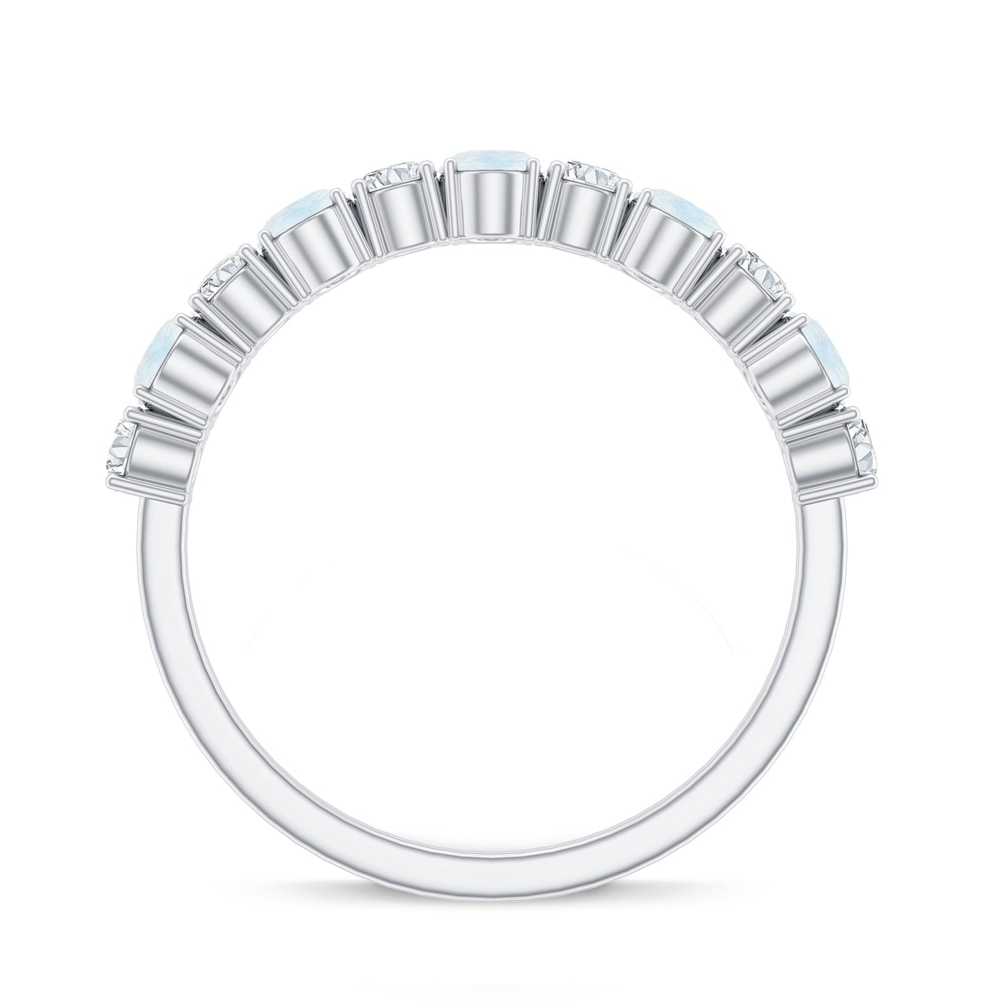 Alternate Moonstone and Diamond Semi Eternity Ring