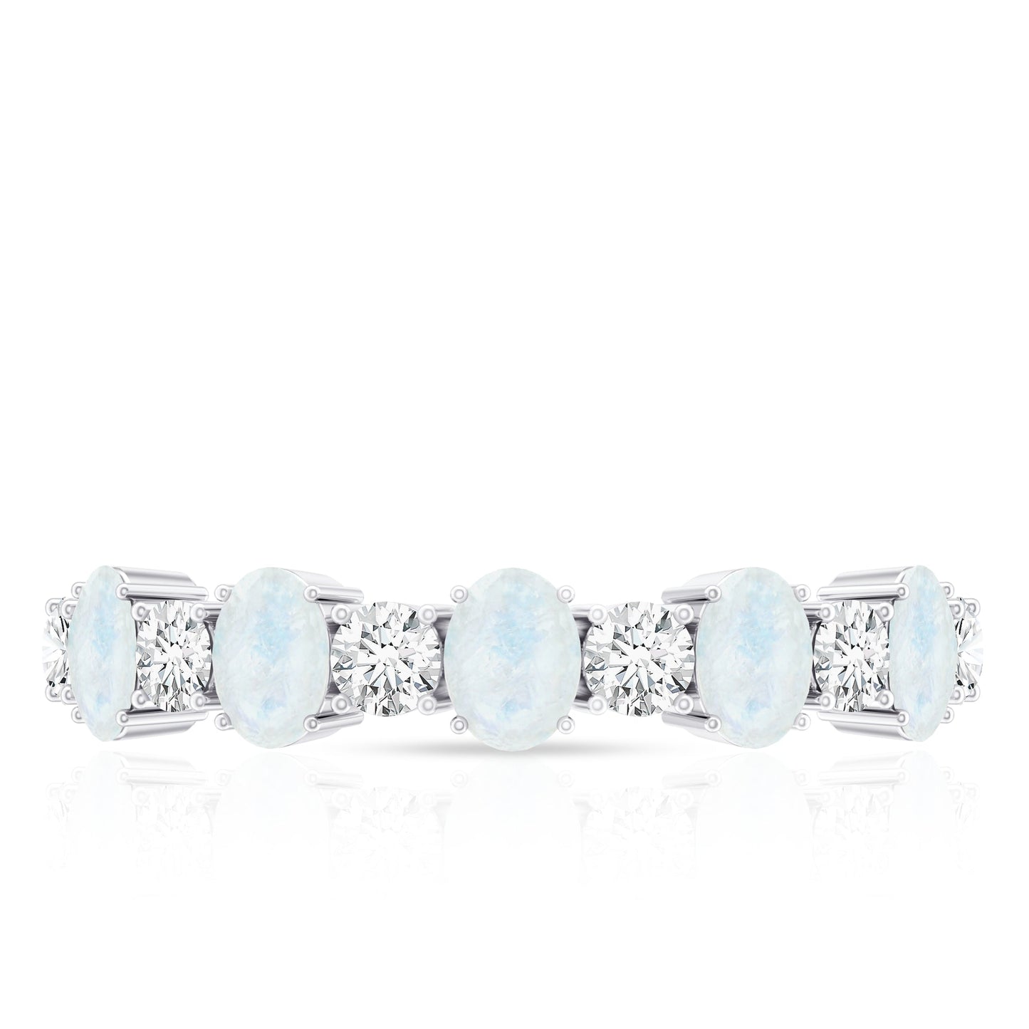 Alternate Moonstone and Diamond Semi Eternity Ring