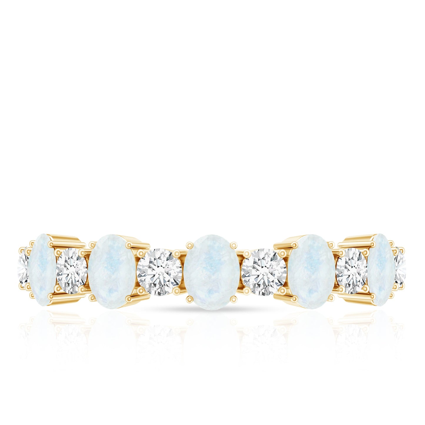 Alternate Moonstone and Diamond Semi Eternity Ring