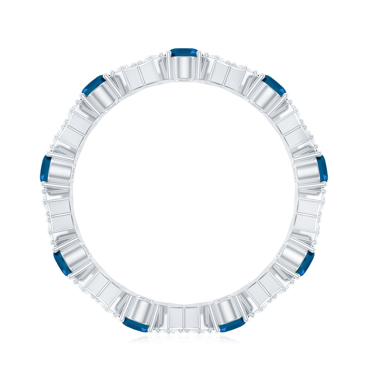 Oval Cut London Blue Topaz Designer Eternity Band with Diamond
