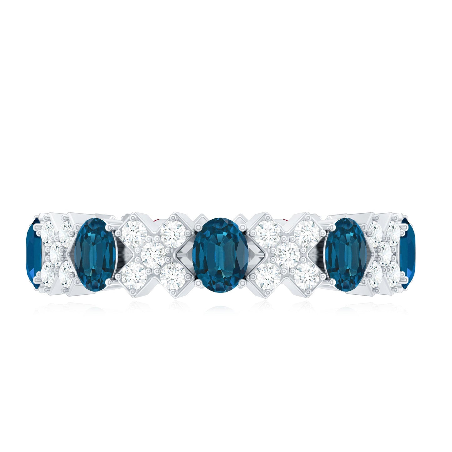 Oval Cut London Blue Topaz Designer Eternity Band with Diamond