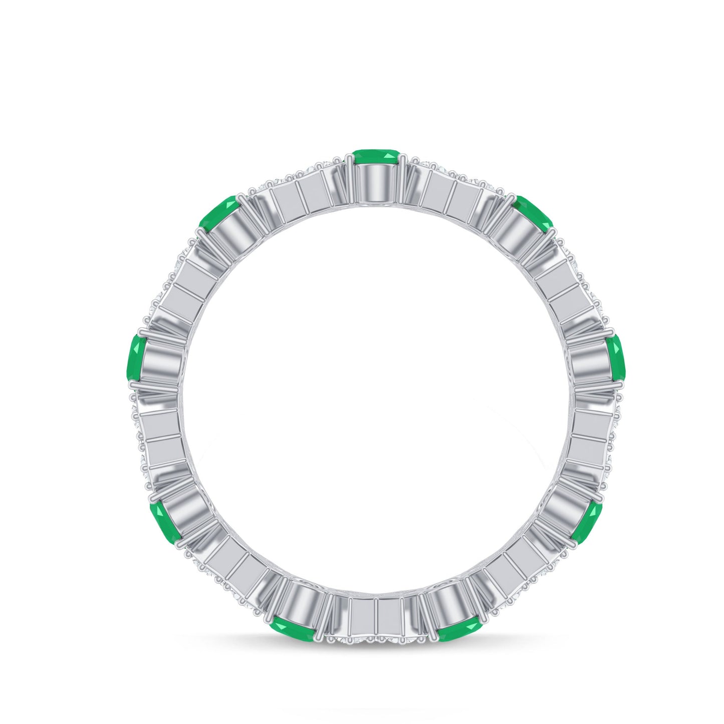 Natural Emerald and Moissanite Designer Eternity Band