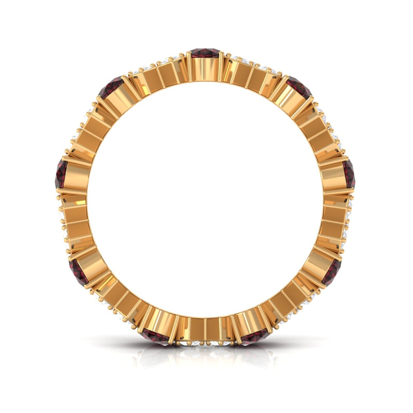 Certified Real Oval Garnet Diamond Eternity Ring