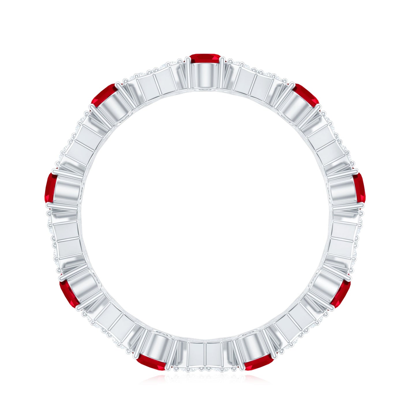 Certified Lab Grown Ruby Eternity Band Ring with Moissanite