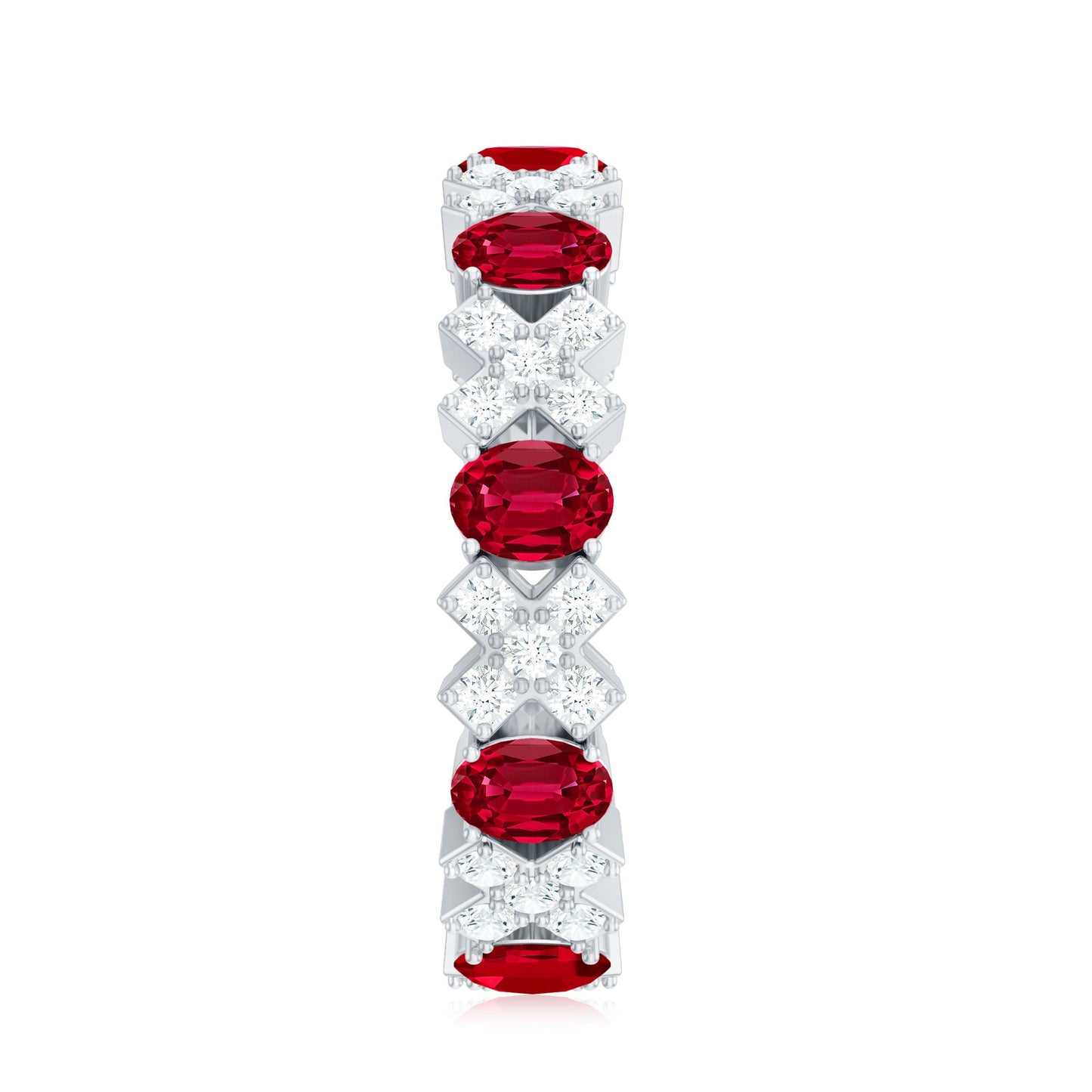 Certified Lab Grown Ruby Eternity Band Ring with Moissanite