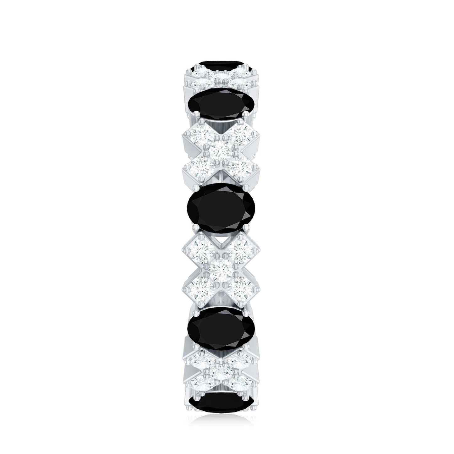 Certified Real Black Spinel Eternity Ring with Moissanite