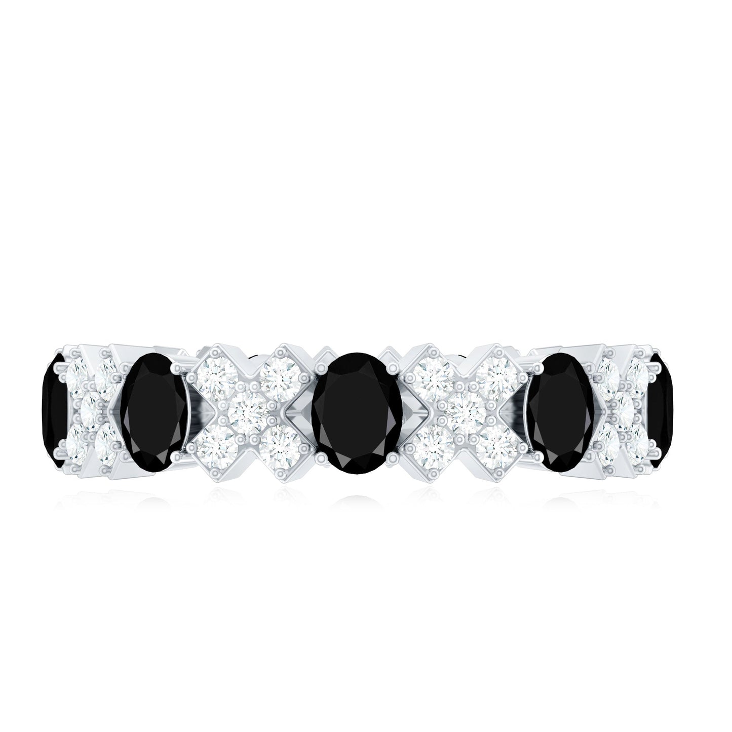 Certified Real Black Spinel Eternity Ring with Moissanite