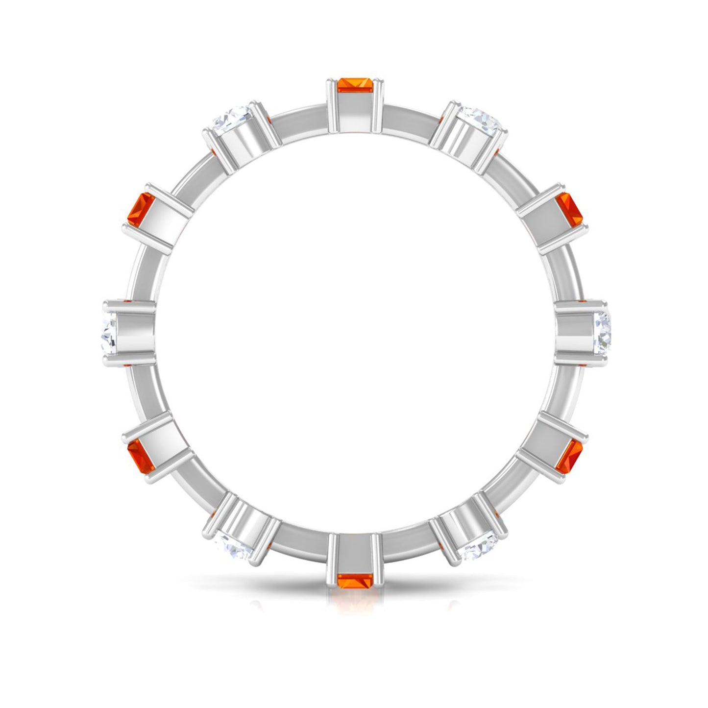 Baguette Cut Lab Grown Orange Sapphire and Diamond Eternity Ring
