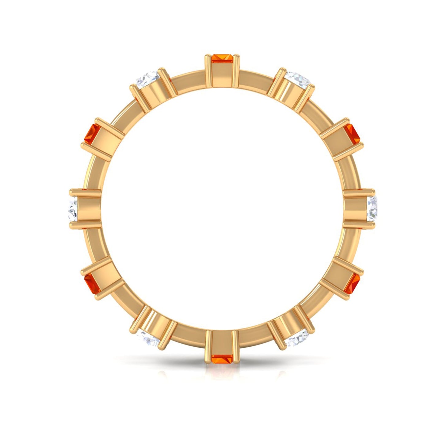 Baguette Cut Lab Grown Orange Sapphire and Diamond Eternity Ring