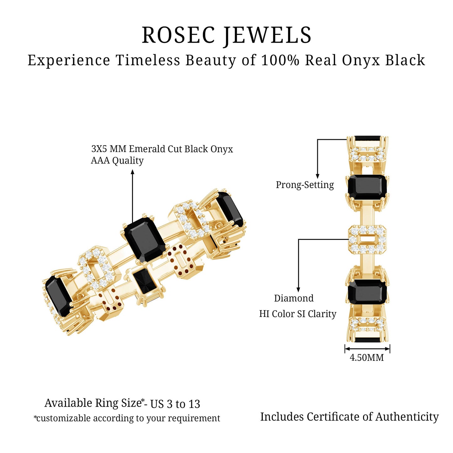 Contemporary Emerald Cut Onyx and Diamond Wedding Band