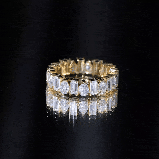 Pear and Baguette Cut Moissanite Alternate Eternity Band