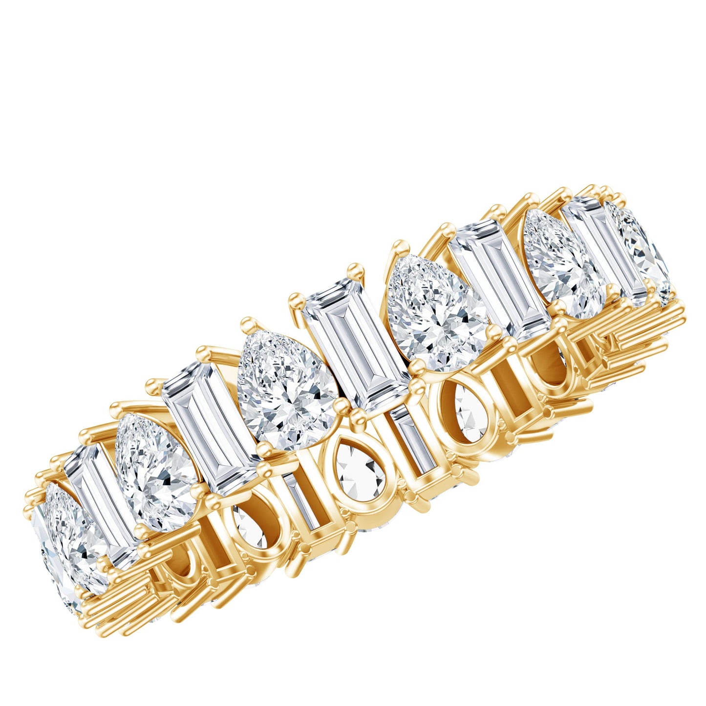Pear and Baguette Cut Moissanite Alternate Eternity Band