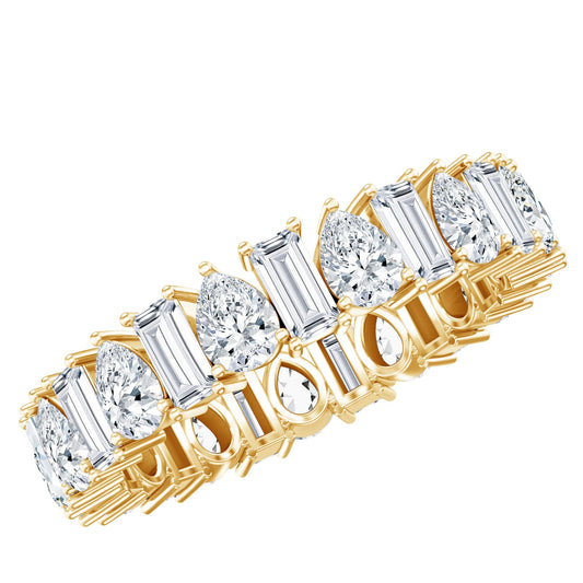 Pear and Baguette Cut Moissanite Alternate Eternity Band
