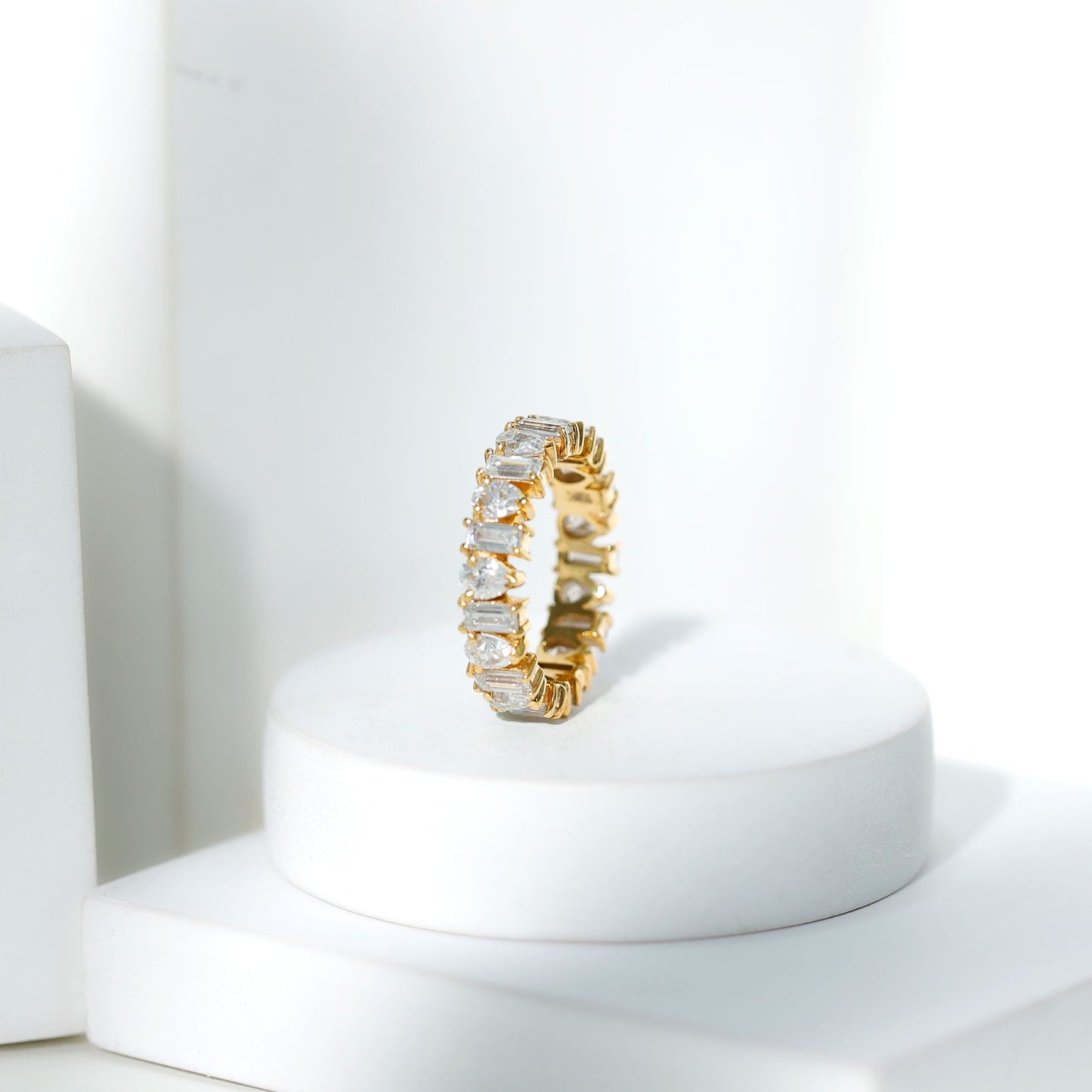 Pear and Baguette Cut Moissanite Alternate Eternity Band