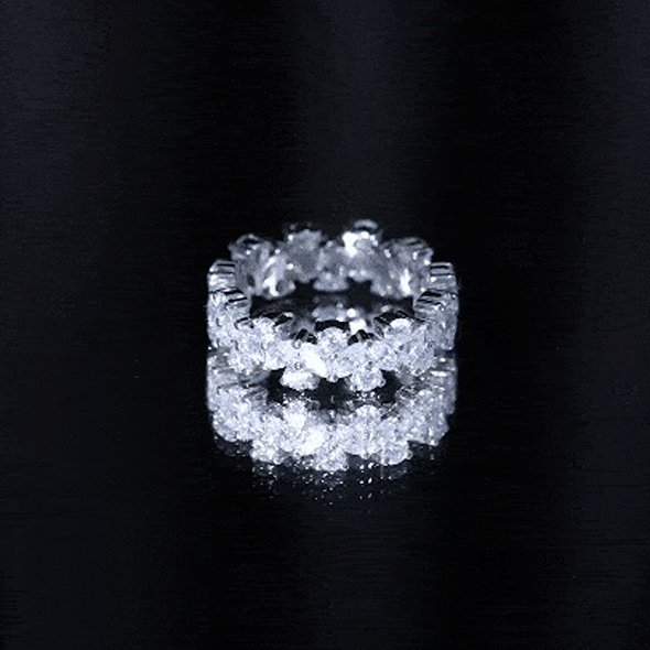 Marquise and Round Moissanite Cluster Eternity Band