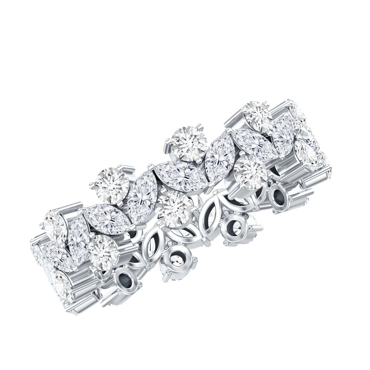 Marquise and Round Moissanite Cluster Eternity Band